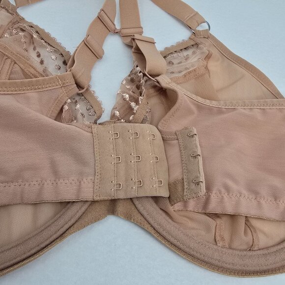 Elomi MATILDA 8900 Bra 38I Beige Side Support T-Strap Hook Full Coverage Sheer - Picture 12 of 14